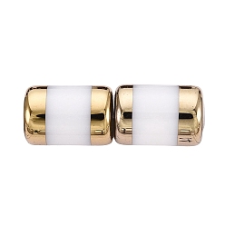 Light Gold Гальванические стеклянные бусины, колонка, два тона, золотой свет, 11.5~12x8~8.5 мм, отверстие : 1.2~1.4 мм