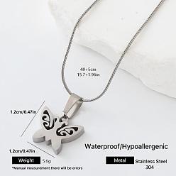 Butterfly 304 Stainless Steel Pendant Necklaces, Stainless Steel Color, Tarnish Free, Butterfly, 15.75 inch(40cm)