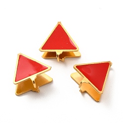 Red 304 Stainless Steel Snap on Bails, with Enamel, Triangle, Golden, Red, 11x10x3mm, Pin: 0.9mm