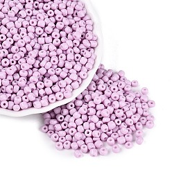 Plum 6/0 Baking Paint Glass Round Seed Beads, Plum, 4~5x3~4mm, Hole: 1~2mm, about 4500pcs/pound