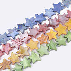 (52) Непрозрачная лаванда Пресноводных оболочки бисер нитей, с покрытием AB цвета, окрашенные, звезда, разноцветные, 12x12.5x3 мм, отверстие : 1 мм, около 35 шт / нитка, 15.55 дюйм (39.5 см)