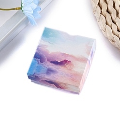 Разноцветный Картонная коробка для украшений из бумаги, подарочная упаковка, Для кольца, серьга, Ожерелье, с губкой внутри, квадратный, красочный, 7.5x7.5x3 см
