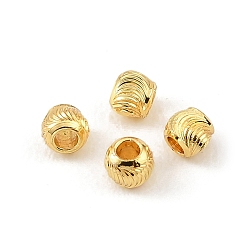 Real 18K Gold Plated Brass Beads, Textured Round, Rack Plating, Long-Lasting Plated, Cadmium Free & Lead Free, Real 18K Gold Plated, 2.5mm, Hole: 1.2mm