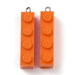 Темно-Оранжевый Непрозрачные акриловые подвески, с железной платиной петлей, Подвески из длинного прямоугольника, темно-оранжевый, 35.5x7.5x11.5 мм, отверстие : 2 мм