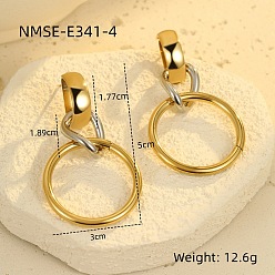Ring 304 серьги-гвоздики из нержавеющей стали для женщин, настоящее золото и нержавеющая сталь, кольцо, 50x30 мм