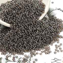 Темно-Серый 12/0 Круглые стеклянные бусины класса А (fgb), прозрачные цвета lustered, темно-серый, 12/0, 2x1.5 мм, отверстие : 0.3 мм