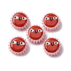 Красный Бусины из стеклянной эмали, окрашенные методом запекания, бусины ручной работы, подсолнечник с плоским круглым, красные, 15.5x7.5 мм, отверстие : 1.2 мм