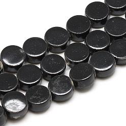 Черный Фарфоровые бусины ручной работы, яркие глазированный фарфор, плоско-круглые, чёрные, 15~16x9~10 мм, отверстие : 3 мм