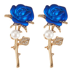 Средно-синий 2шт. броши из цинкового сплава с кристаллами и стразами в виде роз ко Дню святого Валентина, Булавки с цветочной эмалью для женщин и мужчин, светло-синий, 56x28 мм