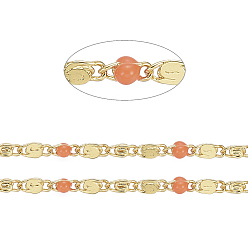 Dark Orange Handmade Brass Lumachina Chains, Snail/Scroll Chains, with Enamel and Spool, Soldered, Long-Lasting Plated, Real 18K Gold Plated, Dark Orange, 3x2x1mm, 3x2x2mm, about 32.8 Feet(10m)/roll