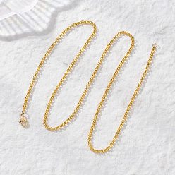 Золотой 3мм 304 ожерелья из нержавеющей стали с цепочкой роло, золотые, 24.41 дюйм (62 см)
