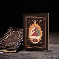 Шоколадный Винтажный европейский блокнот из искусственной кожи, а5 журнал с выкройками Санта-Клауса, для школьных канцелярских принадлежностей, цвет шоколада, 210x145 мм