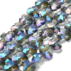 Стально-синий Стеклянные бусины с гальваническим покрытием , утка, граненые, стальной синий, 9x10x5 мм, отверстие : 0.9 мм, около 50 шт / нитка, 17.72'' (45 см)