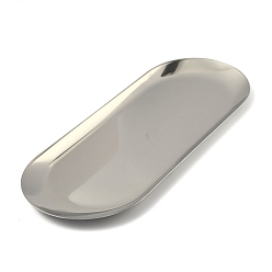 Нержавеющая Сталь Цвет Не тускнеет 201 поднос из нержавеющей стали, лоток для хранения, органайзер для косметических украшений, овальные, цвет нержавеющей стали, 30x12.2x0.87 см