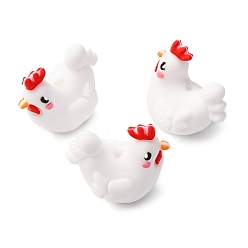 Белый Силиконовые бусины, фокусные бусы, цыпленок, белые, 28x27x18 мм, отверстие : 2 мм