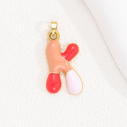 Letter K Подвески из эмали и сплава, буквенное очарование, золотые, Письмо K, 27x14.5x3.5 мм, отверстие : 3.5x2.5 мм