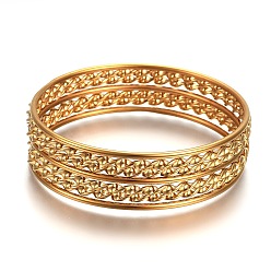 Золотой 304 наборы буддийских браслетов из нержавеющей стали, скрученный, золотые, 2-3/8 дюйм (6 см), о 7 шт / комплект