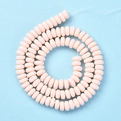 Bisque Handmade Polymer Clay Beads Strands, for DIY Jewelry Crafts Supplies, Flat Round, Bisque, 6~7x3mm, Hole: 1.5mm, about 113~116pcs/strand, 15.55 inch~16.14 inch(39.5~41cm)