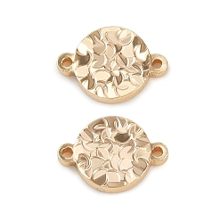 Настоящее золото 18K Латунные текстурированные соединительные подвески, плоские круглые ссылки, без кадмия, без никеля и без свинца, реальный 18 k позолоченный, 8x11.5x1.5 мм, отверстие : 0.8 мм