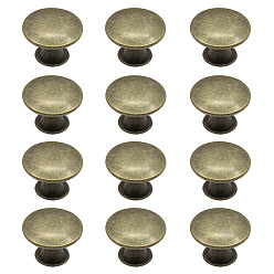 Antique Bronze Zinc Alloy Cabinet Door Knobs, Kitchen Drawer Pulls Cabinet Handles, with Iron Findings, Flat Round, Antique Bronze, 30x21mm, 12pcs/set