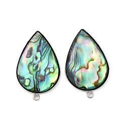 Нержавеющая Сталь Цвет 304 фурнитура для сережек-гвоздиков из натуральной ракушки пауа из нержавеющей стали, слеза, цвет нержавеющей стали, 31x19 мм, отверстие : 1.8 мм, штифты : 1 мм