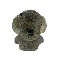 Лабрадорита Украшение для выставки собак из смолы, с натуральной лабрадоритовой крошкой внутри для украшения стола домашнего офиса, 20x20x25 мм