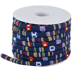 Полуночно-синий 1 рулон этнических шнуров из полиэстера, для diy craft, темно-синий, 7x5 мм, 10 ярдов / ролл