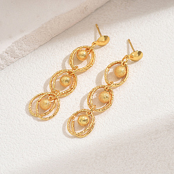 Настоящее золото 18K Элегантные и универсальные серьги-гвоздики из латуни, кольцо цепочка шарм, реальный 18 k позолоченный, 50x10 мм