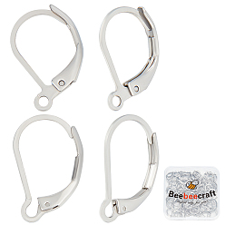 Нержавеющая Сталь Цвет 100шт 2 стиль 304 фурнитура для сережек из нержавеющей стали, с петлями, цвет нержавеющей стали, 15~16.5x10x2 мм, штифты : 1~1.5 мм, 50 шт / стиль