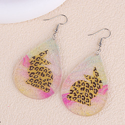 Teardrop Подвески из акрила с пасхальным принтом, платина, слеза, 72x39 мм