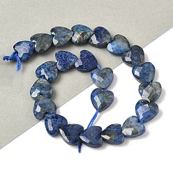Ляпис-Лазурь Нитки бусины из натурального ляписа-лазури, сердце, граненые, 8x8x3.5~4 мм, отверстие : 0.7 мм, около 25 шт / нитка, 7.09'' (18 см)