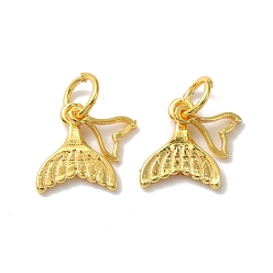 Настоящее золото 18K Стойки обшивки латунные подвески, без кадмия и без свинца, долговечный, с целью перехода в кольце, очарование рыбий хвост, реальный 18 k позолоченный, 15 мм, отверстие : 4.5 мм