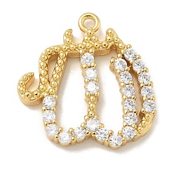 Настоящее золото 18K Стойка металлическая латунная микропрофилированная кубическая циркония подвески, долговечный, подвески без свинца и кадмия, реальный 18 k позолоченный, 19x18x2.7 мм, отверстие : 1.5 мм