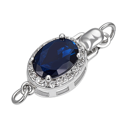 Платина 1шт. 925 застежка-коробочка из стерлингового серебра с микропаве из кубического циркония, овальные, фурнитура из нержавеющей стали , 1 нитей, 2-луночное, 1Замшевая ткань из ПК, квадратная салфетка для полировки серебра, платина, 15x7.5x5.8 мм, отверстие : 2 мм