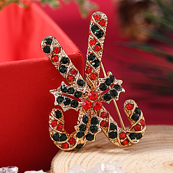 Candy Cane Брошь-булавка из золотистого сплава со стразами на рождественскую тематику, красочный, шоколадная конфета