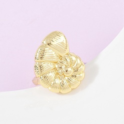 Shell Shape Латунные манжеты с океанской тематикой, реальный 18 k позолоченный, без кадмия, без никеля и без свинца, раковина, внутренний диаметр: регулируемый, оболочкой: 26x21 mm