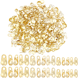 Real 14K Gold Plated 150Pcs 3 Styles Brass Bead Tips, Calotte Ends, Clamshell Knot Cover, Real 14K Gold Plated, 4~7.5x2.5~4.5mm, Hole: 0.8mm, Inner Diameter: 1.2~3.3mm, 50pcs/style
