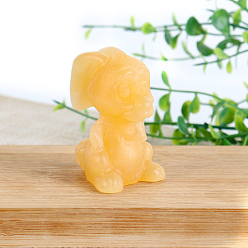 Кальцит Резные статуэтки кроликов из натурального кальцита, статуи для украшения рабочего стола для домашнего офиса, 35x45x55 мм