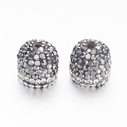 Гематит Латуни мозг заканчивается, Торцевые крышки, с полимерной глиной стразами, полукруглые / купольные, золотые, гематит, 14.5x15.5 мм, отверстие : 2 мм