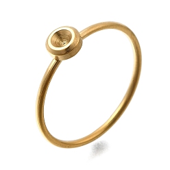 Золотой 304 оправа для колец из нержавеющей стали со стразами, золотые, лоток : 2.8 мм, 1.2 мм, размер США 7 (17.3 мм)