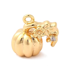 Настоящее золото 18K Подвески латунные горный хрусталь, без кадмия, без никеля и без свинца, тыквенные прелести, реальный 18 k позолоченный, 11x11.5x7.5 мм, отверстие : 1.2 мм