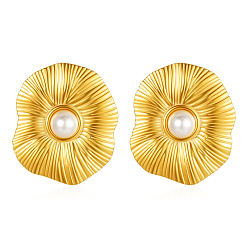 Золотой Винтажные 304 серьги-гвоздики из нержавеющей стали 3 в форме цветка для повседневной носки у женщин, золотые, 33.8x30.5 мм