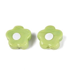 Verde Claro Abalorios de colores vario hechos a mano, flor, verde claro, 13.5~15x14.5~15x6~8 mm, agujero: 1.2~1.6 mm