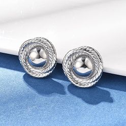 Нержавеющая Сталь Цвет 304 из нержавеющей стали серьги, вихревой круглый, цвет нержавеющей стали, 24x24 мм