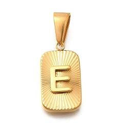 Letter E 304 подвески из нержавеющей стали, прямоугольник с подвеской в виде буквы, реальный 18 k позолоченный, Письмо E, 22x12.5x4 мм, отверстие : 8x4 мм