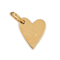 Letter U 304 прелести нержавеющей стали, с прыжковых колец, сердце с подвесками в виде букв, золотые, Буква U, 10x8.5x1.5 мм, отверстие : 4x2.5 мм