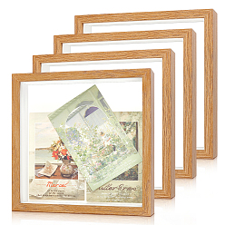 Dark Khaki 4Pcs Plywood Money Box Photo Frames, Square, Dark Khaki, 21.7x21.7x4.5cm