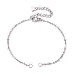 Платинированный Задатки латуни браслет, с бордюра цепи, Реальная платина, 6-3/4 дюйм (17 см)