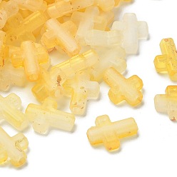 Золотистый Прозрачные акриловые бусины градиентного цвета, золотой фольгой, крестик, золотые, 16x12.5x4.5 мм, отверстие : 2.5 мм, о: 1429 шт / 500 г