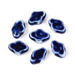Темно-Синий Фарфоровые бусины ручной работы, облако, фантазии античного стекла фарфора, темно-синий, 10~12x16~16.5x6~6.5 мм, отверстие : 2.5~3 мм